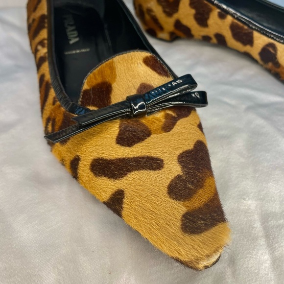 PRADA- women’s leopard print flats with black bow - Picture 6 of 6